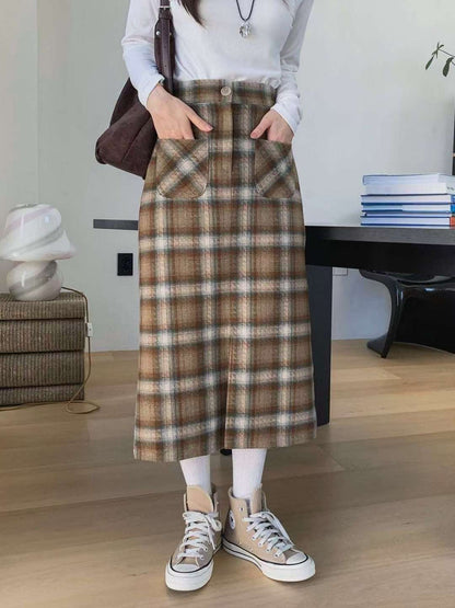 KR直送 直身格仔半身裙 2色入 1W91134
