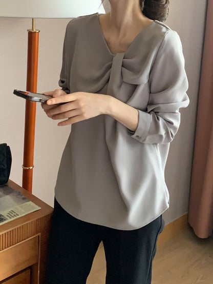 KR直送 蝴蝶結雪紡上衣 2色入 1W90918