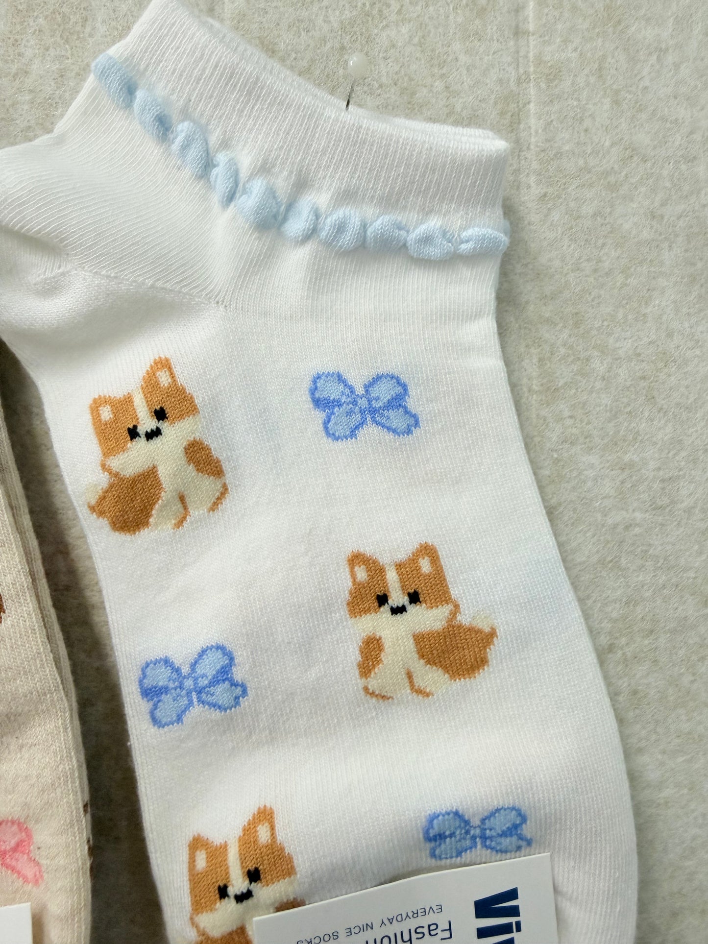 KR直送 動物花邊短襪 2色入