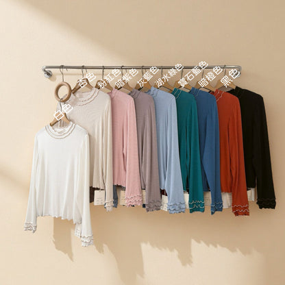 秋冬・三層Ruffles棉花感超彈上衣 5色入 1W11029