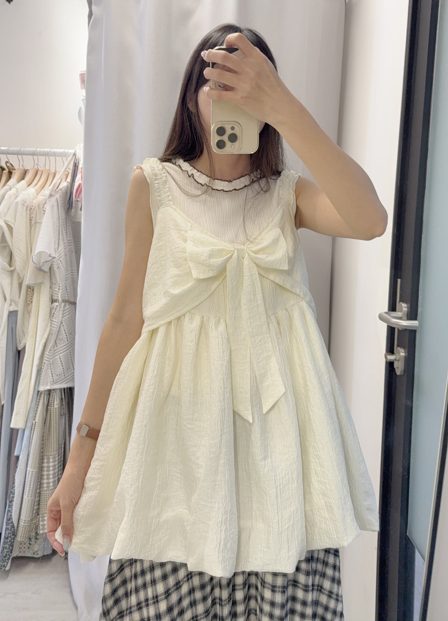 夏季・可前後著泡泡邊背心 2色入 1S10627