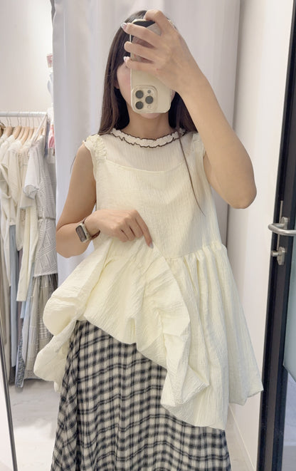 夏季・可前後著泡泡邊背心 2色入 1S10627