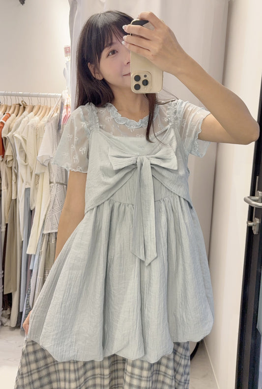 夏季・可前後著泡泡邊背心 2色入 1S10627