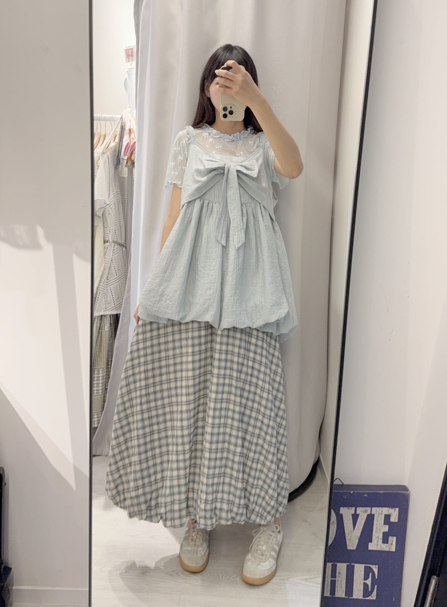 夏季・泡泡邊格仔半身裙 2色入 1S10629