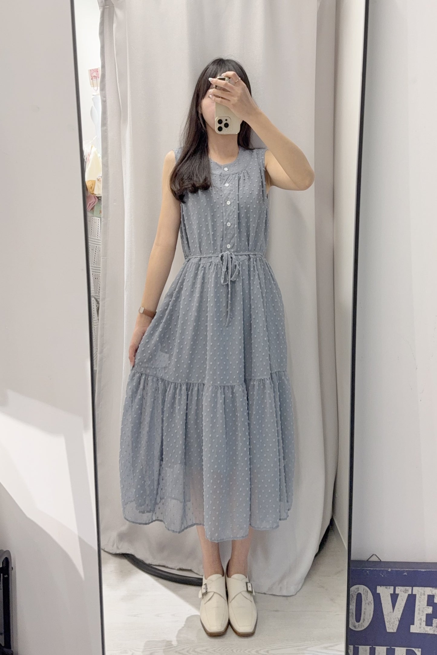 夏季・點點雪紡綁帶背心裙 2色入 1S60639