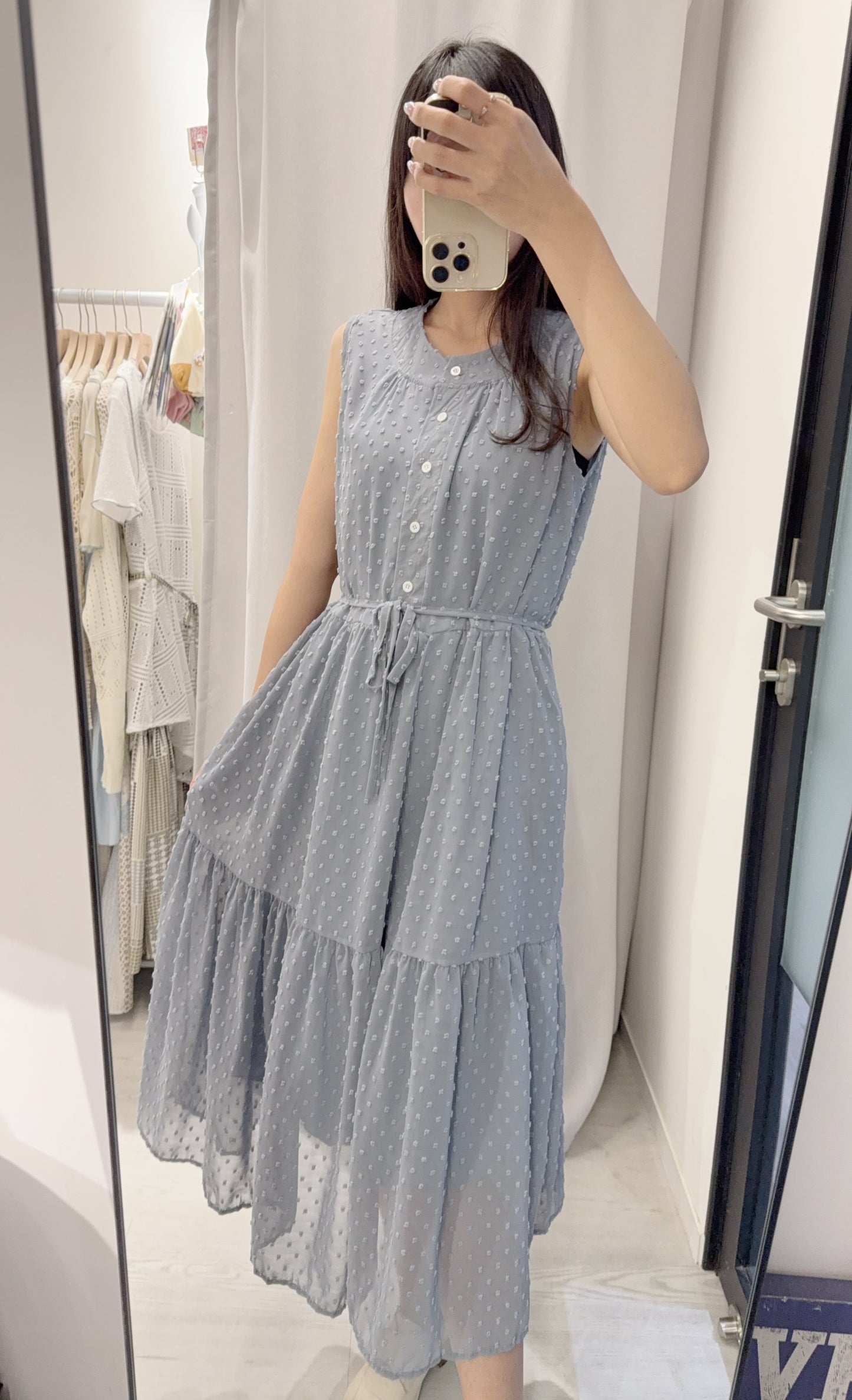 夏季・點點雪紡綁帶背心裙 2色入 1S60639