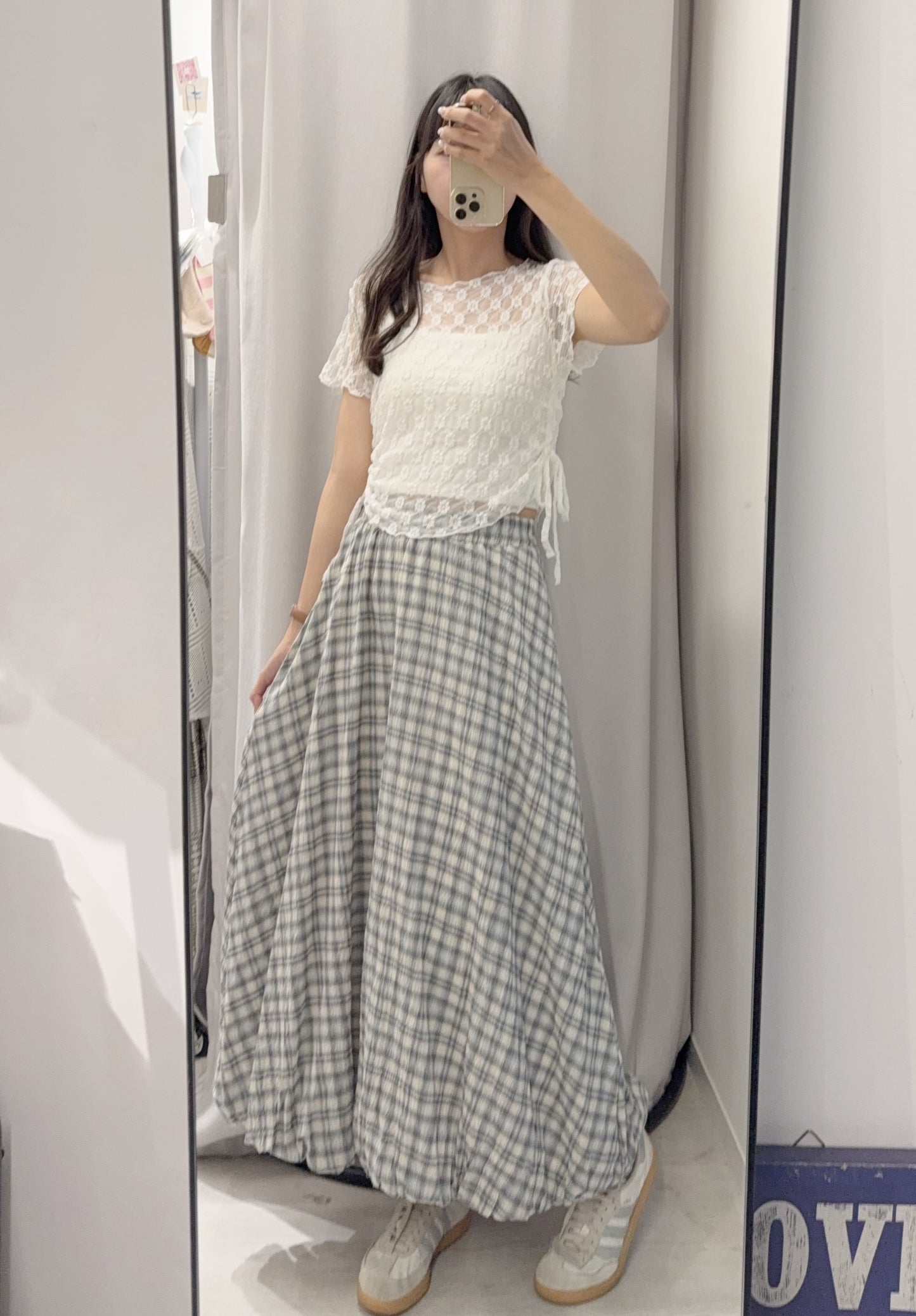 夏季・暗紋花花透視束邊上衣 2色入 1S10704
