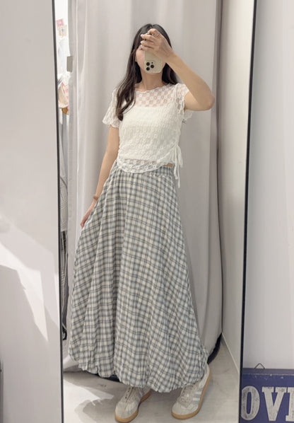 夏季・暗紋花花透視束邊上衣 2色入 1S10704