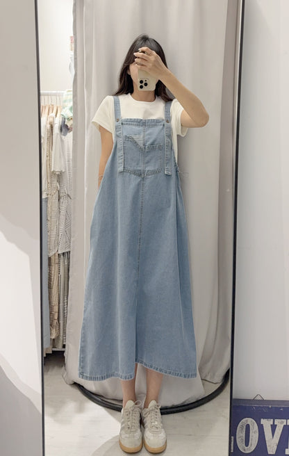 夏季・束邊吊帶牛仔配Tee Set 2色入 1S60719