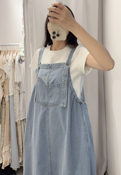 夏季・束邊吊帶牛仔配Tee Set 2色入 1S60719