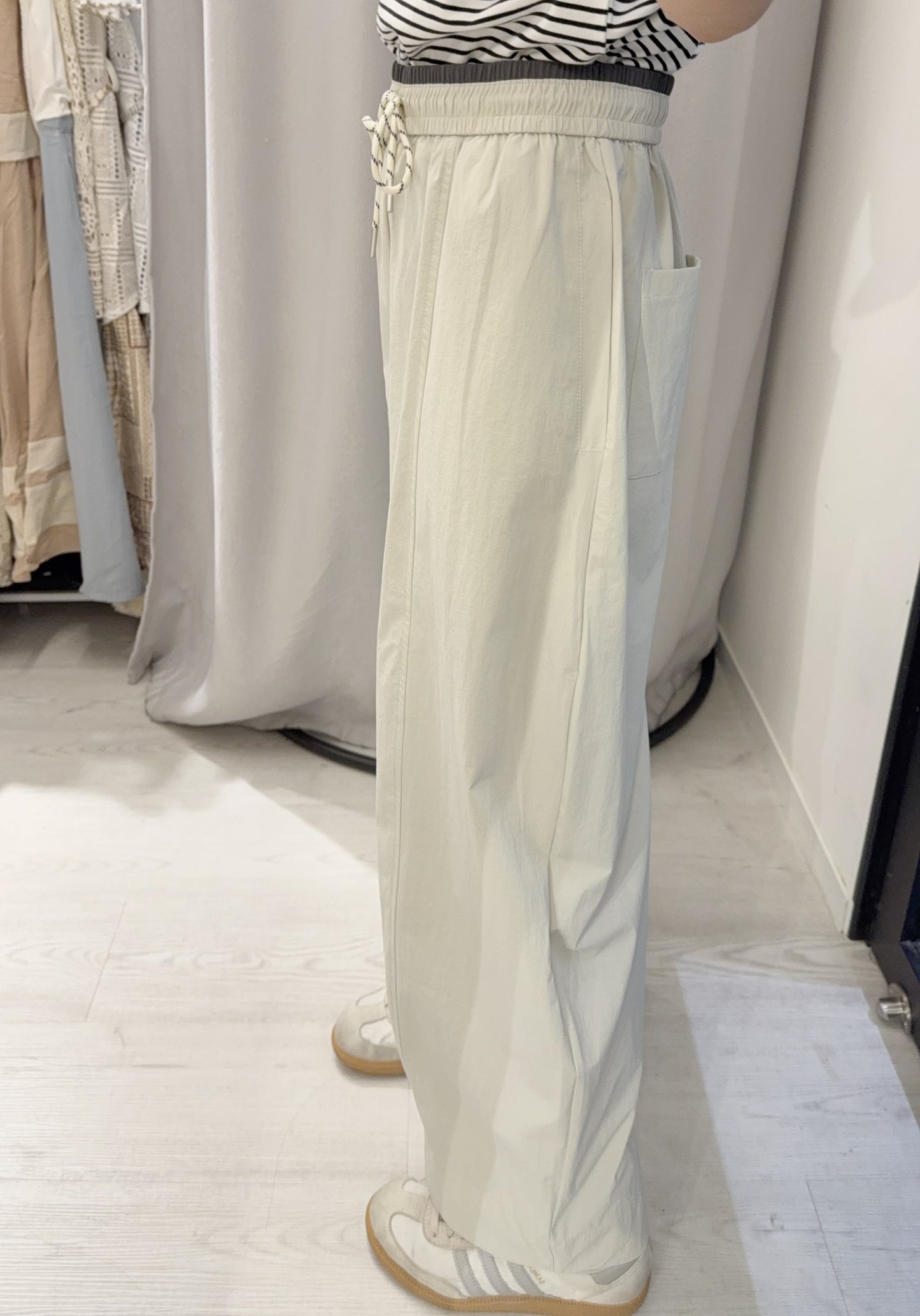 夏季・拼色腰風褸料彎刀褲 2色入 1S60716