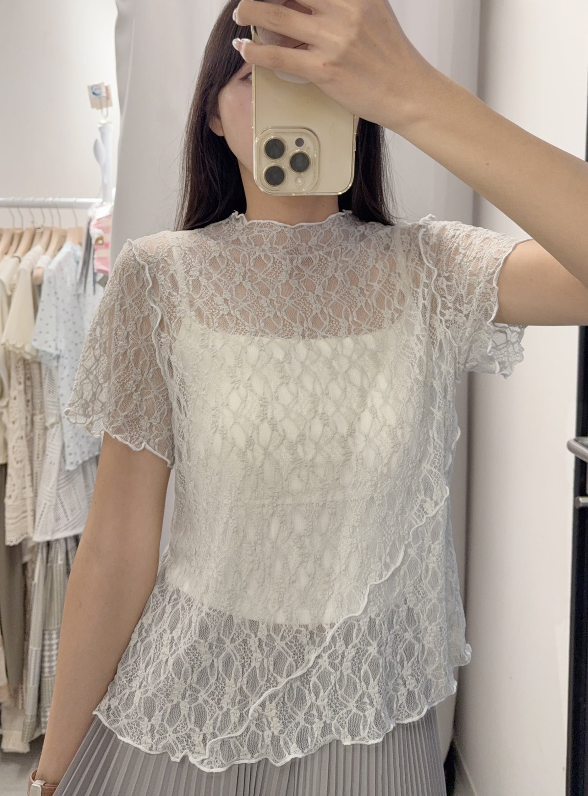 夏季・綑邊透視Lace上衣 2色入 1S10726