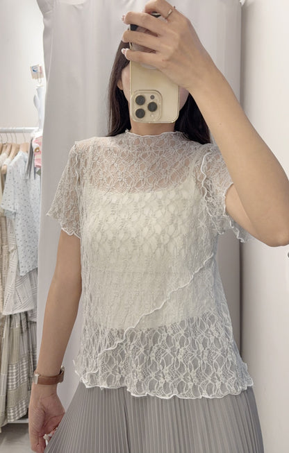 夏季・綑邊透視Lace上衣 2色入 1S10726