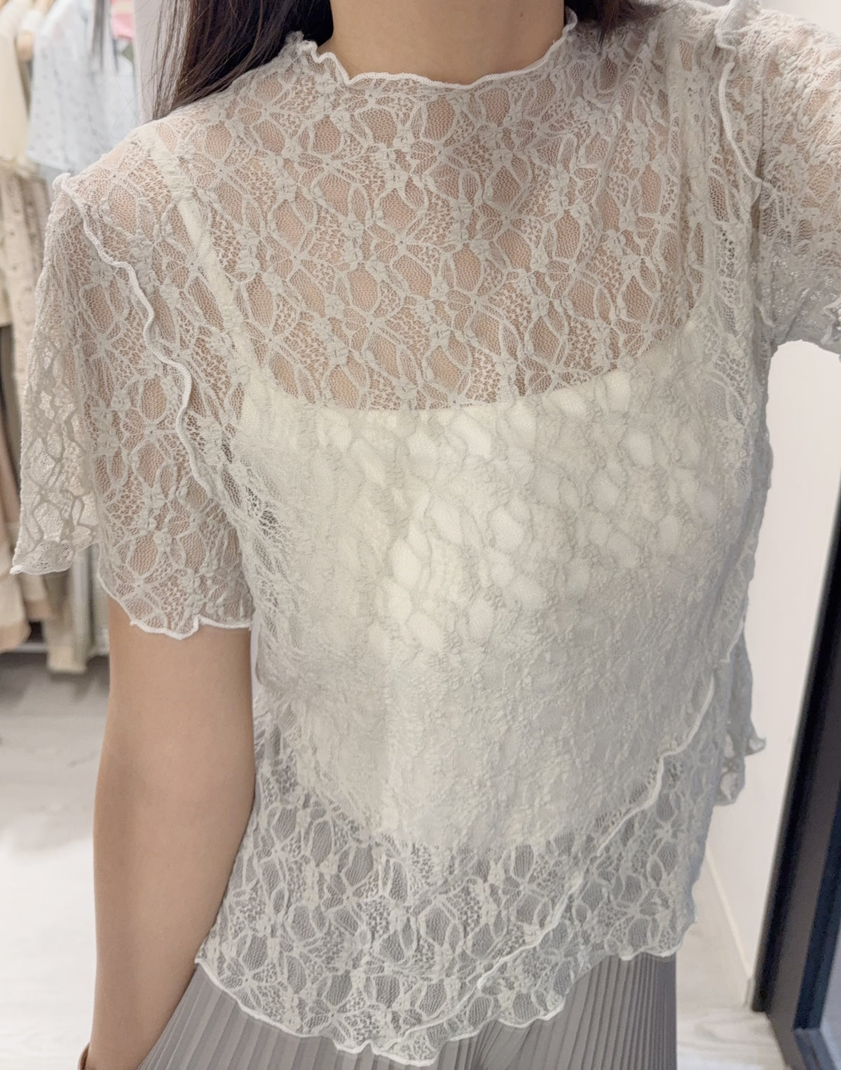 夏季・綑邊透視Lace上衣 2色入 1S10726