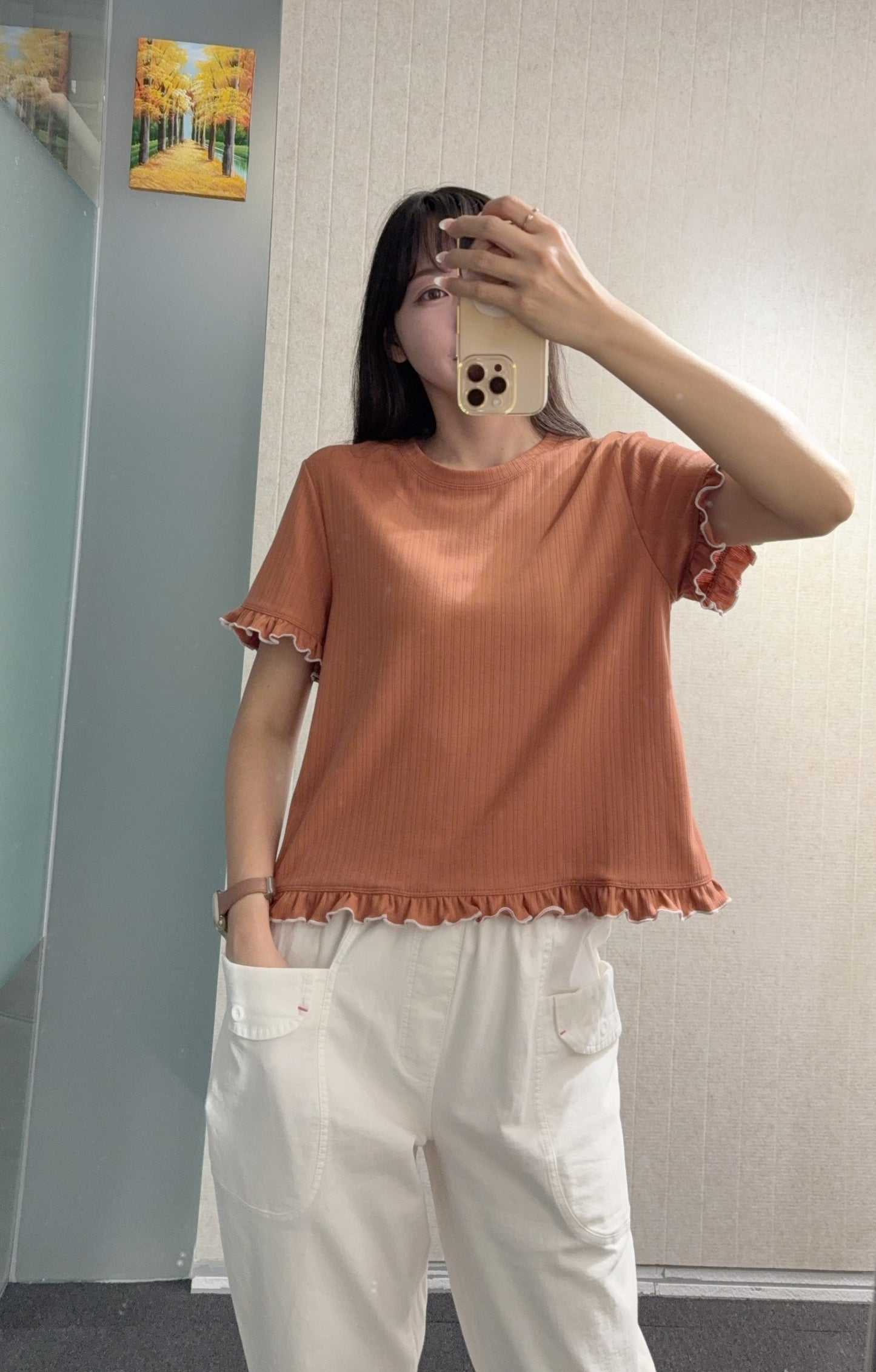夏季・親膚Ruffles袖上衣 2色入 1S50732
