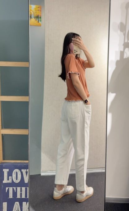 夏季・親膚Ruffles袖上衣 2色入 1S50732