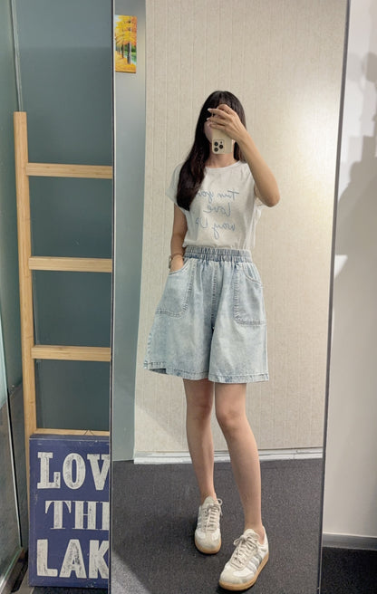 夏季・洗水色牛仔短褲 1S70735