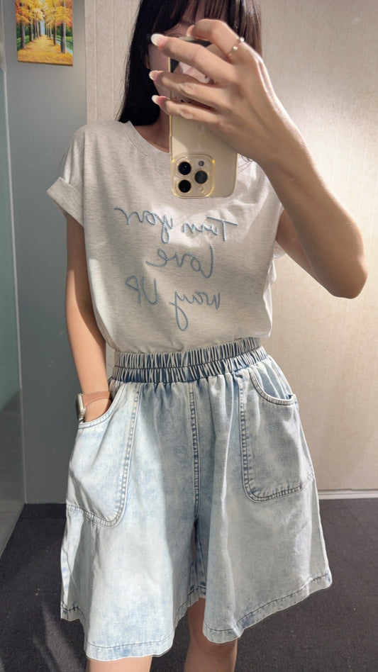 夏季・洗水色牛仔短褲 1S70735