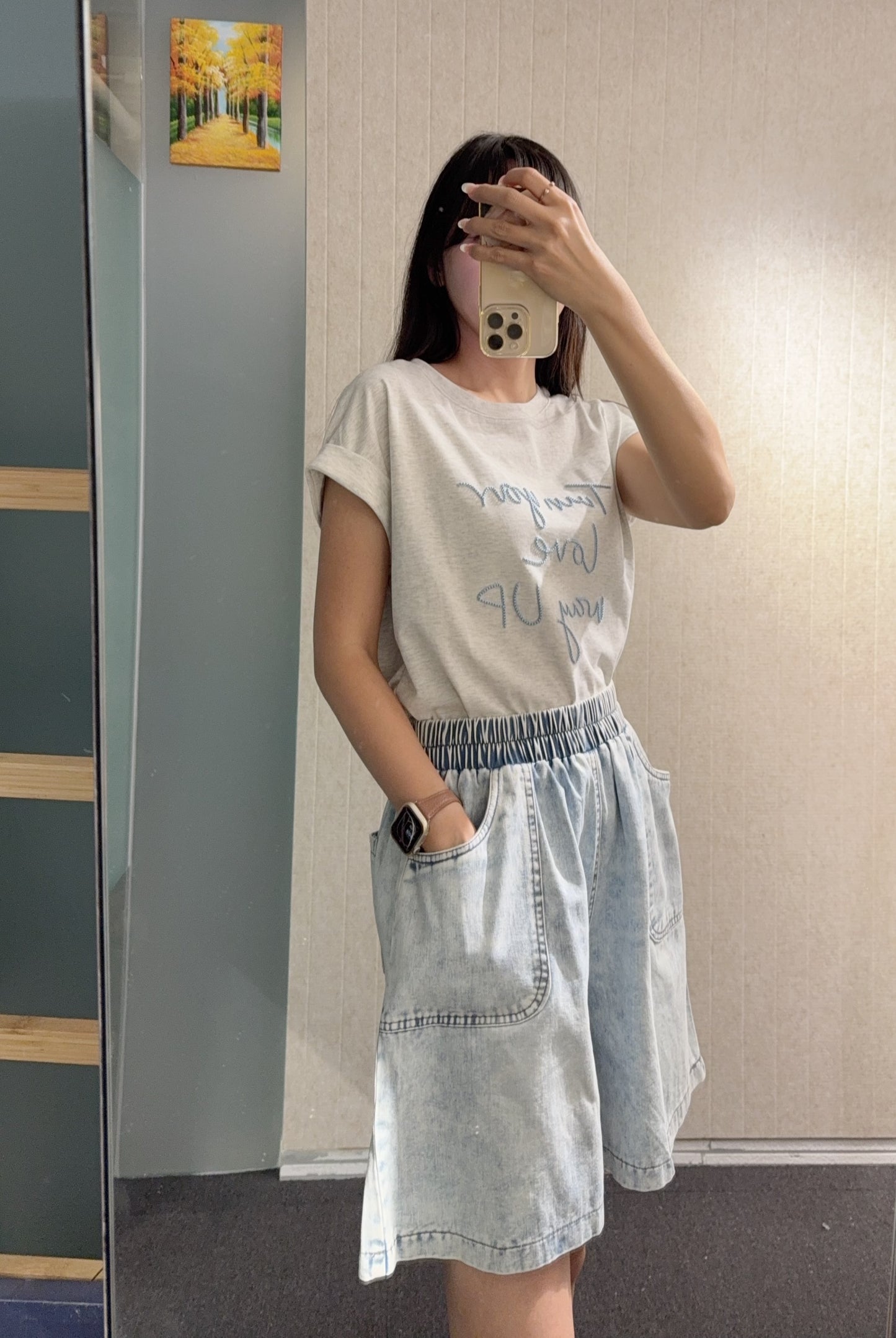 夏季・洗水色牛仔短褲 1S70735