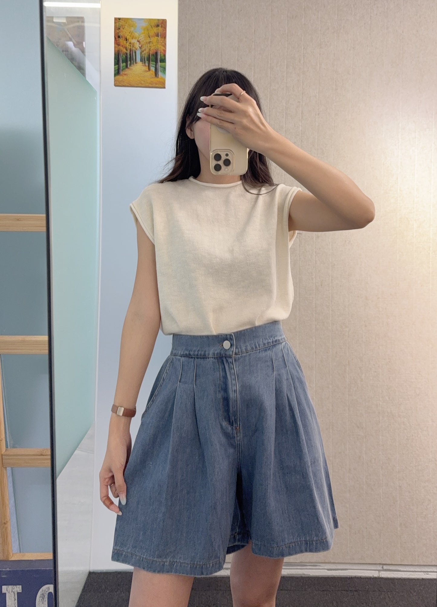 夏季・褶邊牛仔短褲 1S70801