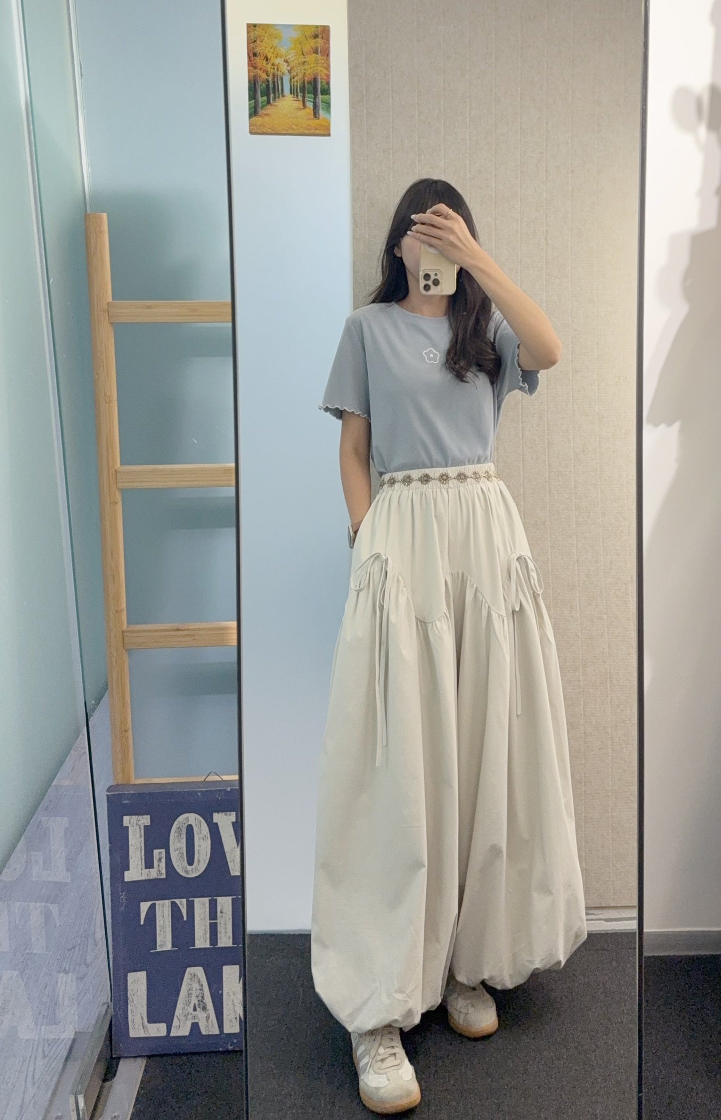 夏季・蝴蝶結泡泡長褲 2色入 1S60806
