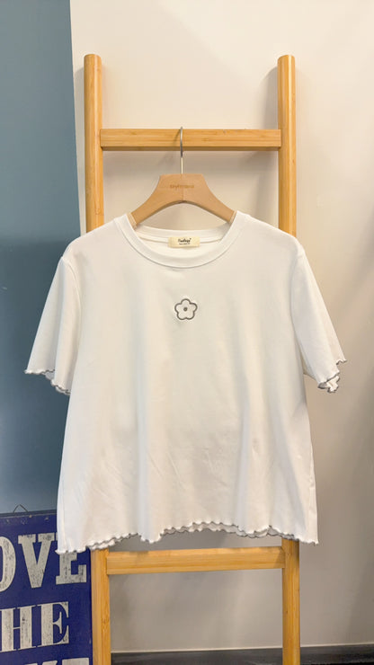 夏季・刺繡花花棉料Tee 2色入 1S50803