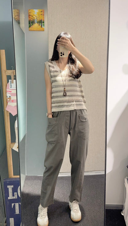 夏季・橫間洞洞線衫連頸鏈 2色入 1S60702