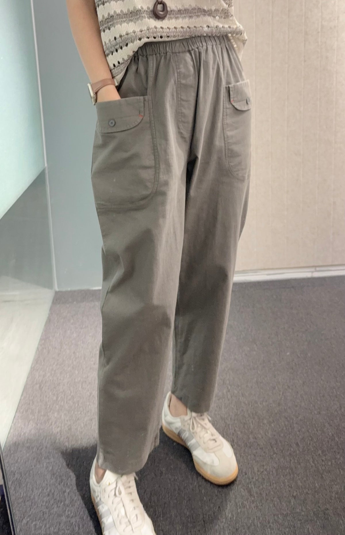 夏季・大口袋修腳純棉褲 2色入 1S80734