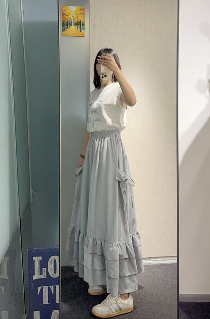 夏季・立體蝴蝶結袋Ruffle裙 2色入 1S10733