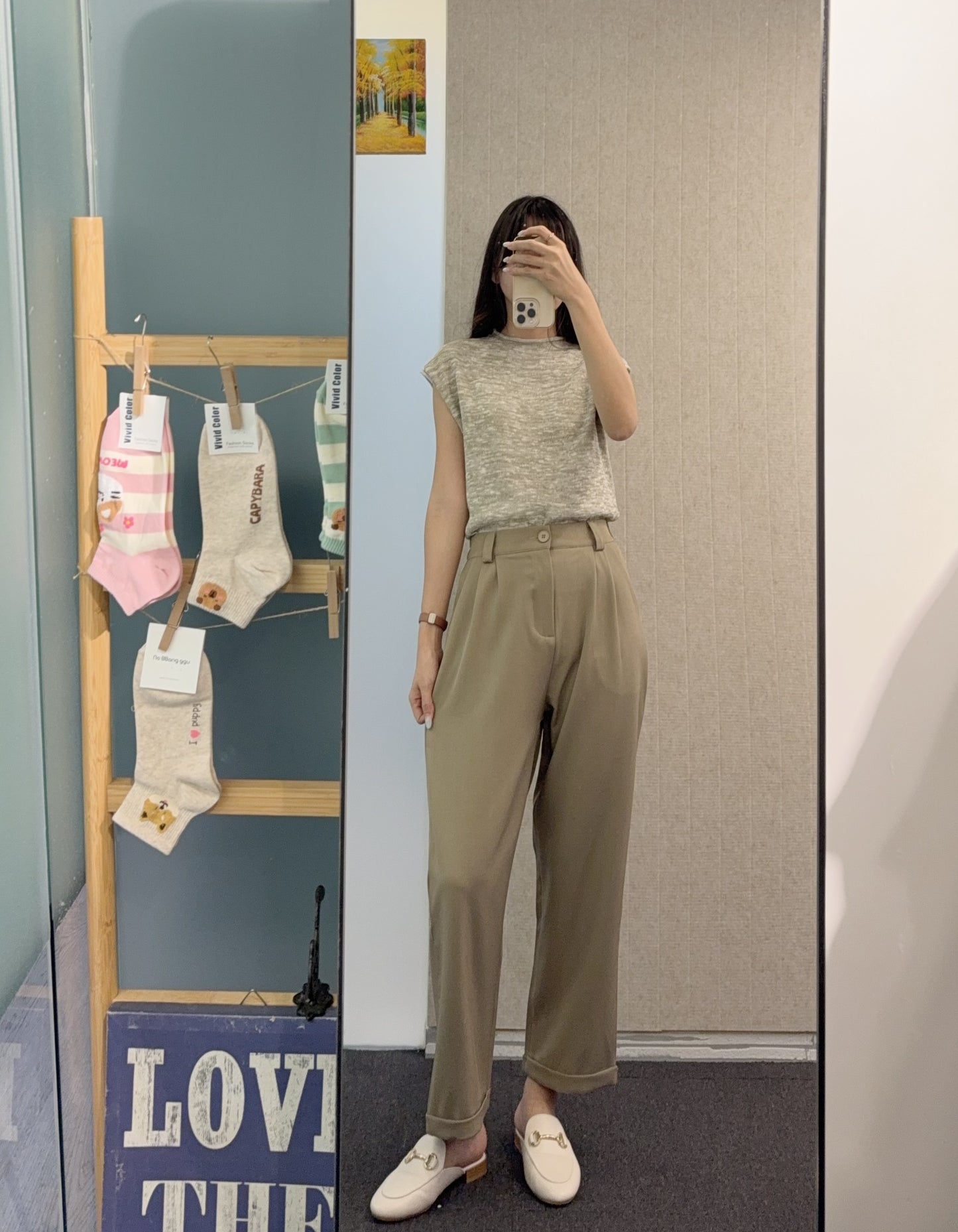 夏季・皺褶修腳西褲 2色入 1S70815