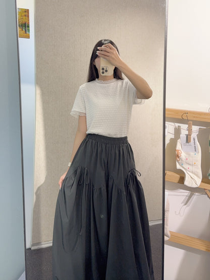 夏季・透透邊暗紋親膚上衣 2色入 1S10810
