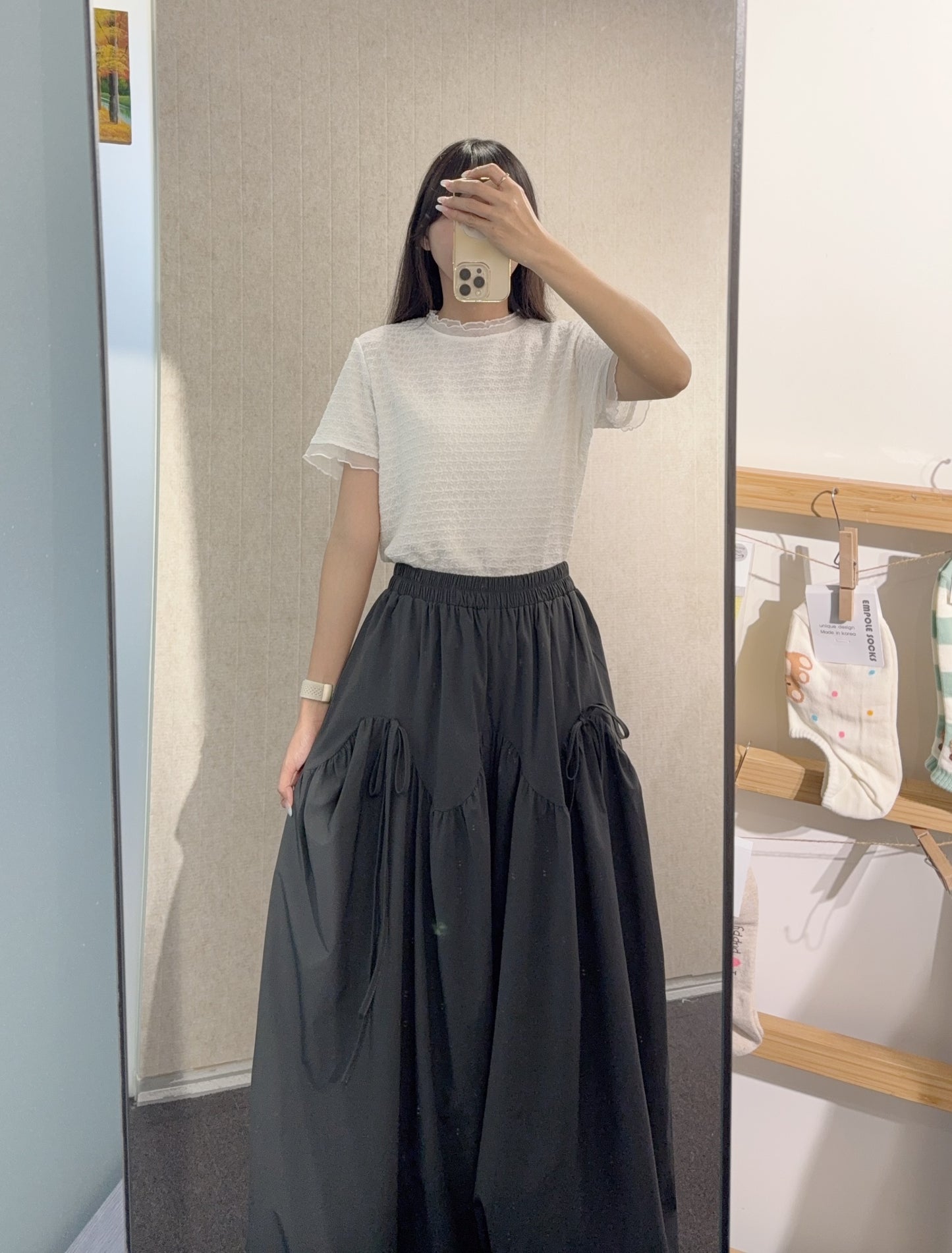 夏季・透透邊暗紋親膚上衣 2色入 1S10810