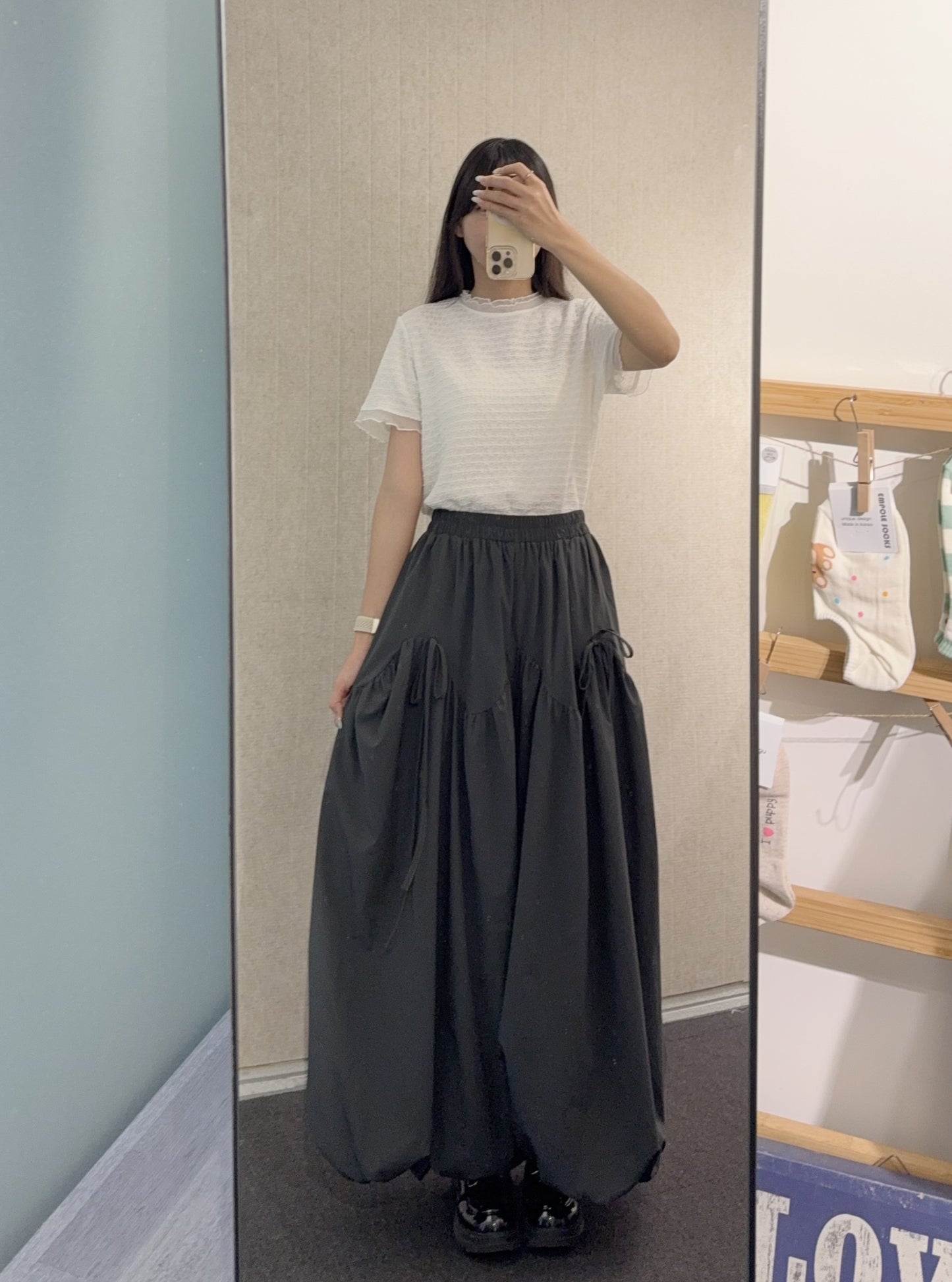 夏季・透透邊暗紋親膚上衣 2色入 1S10810