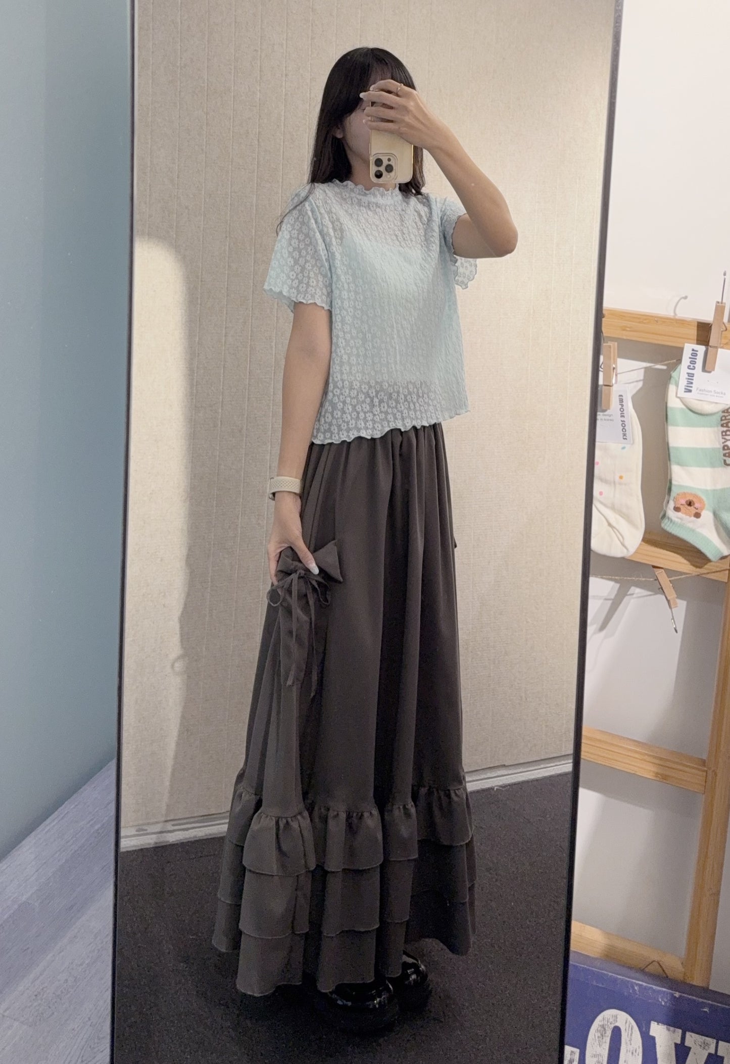 夏季・透視花仔上衣 2色入 1S10811