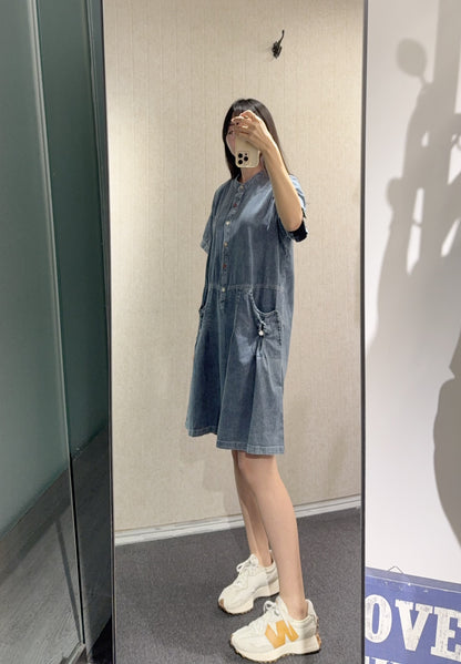 夏季・清涼感薄牛仔連身裙 1S30818