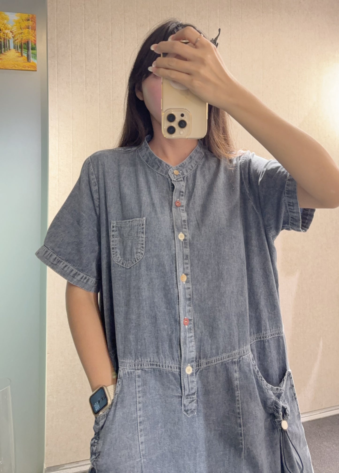 夏季・清涼感薄牛仔連身裙 1S30818