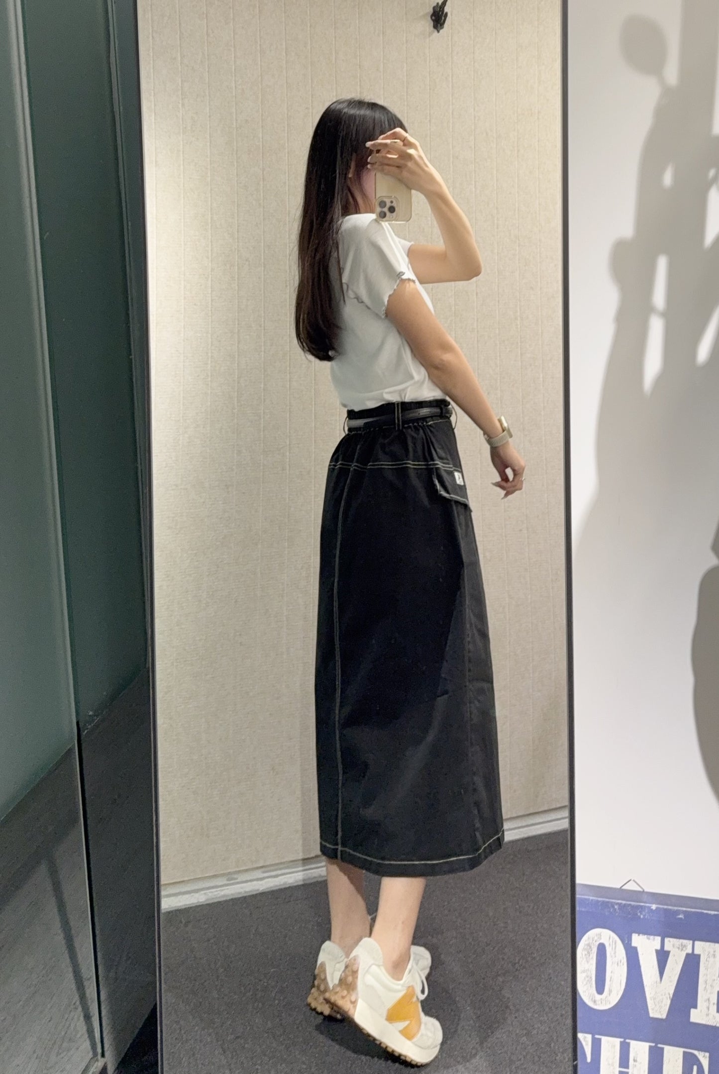夏季・明線前開差A字裙 2色入 1S30814