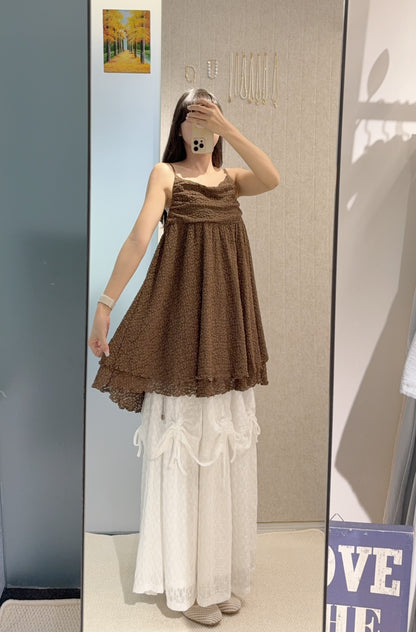 夏季・兩層暗紋花花Lace吊帶裙 2色入 1S10822