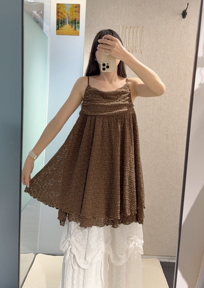 夏季・兩層暗紋花花Lace吊帶裙 2色入 1S10822
