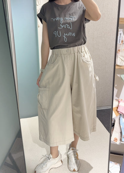 夏季・明線寬鬆七分褲 3色入 1S30820