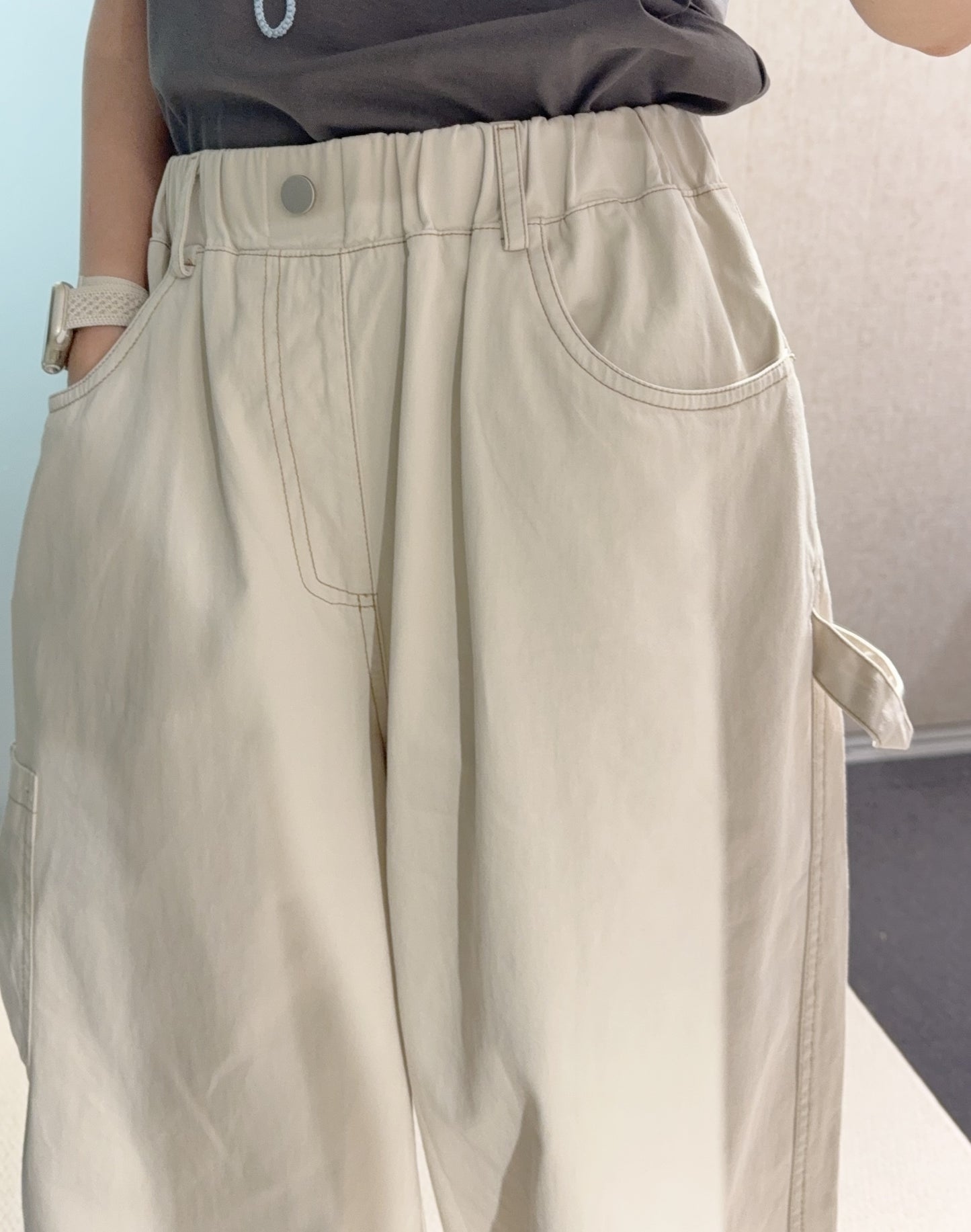 夏季・明線寬鬆七分褲 3色入 1S30820