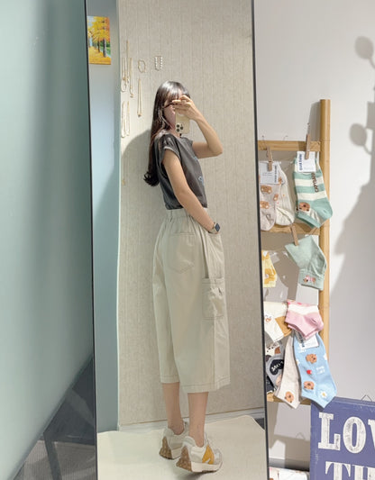 夏季・明線寬鬆七分褲 3色入 1S30820