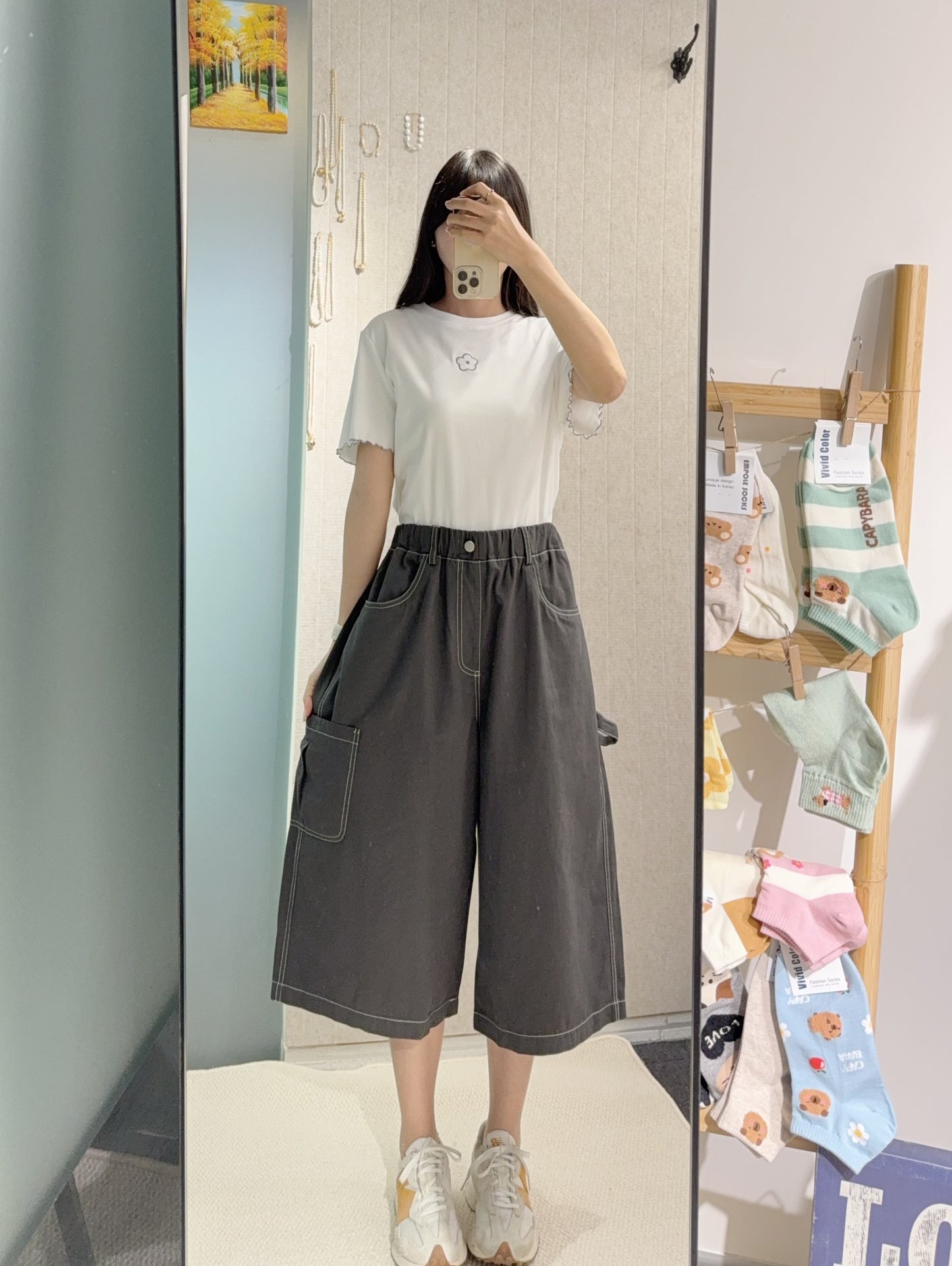 夏季・明線寬鬆七分褲 3色入 1S30820