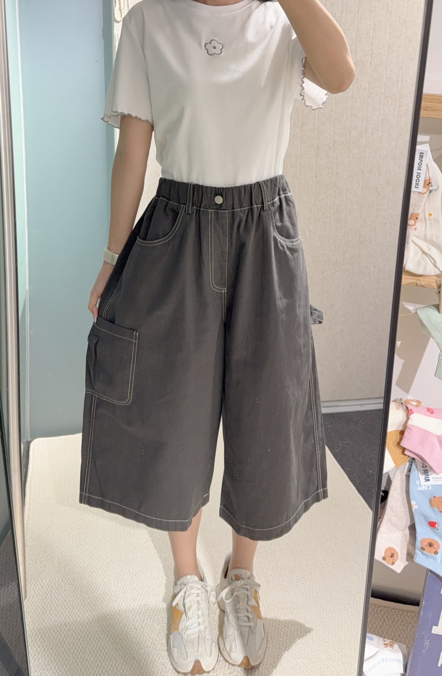 夏季・明線寬鬆七分褲 3色入 1S30820