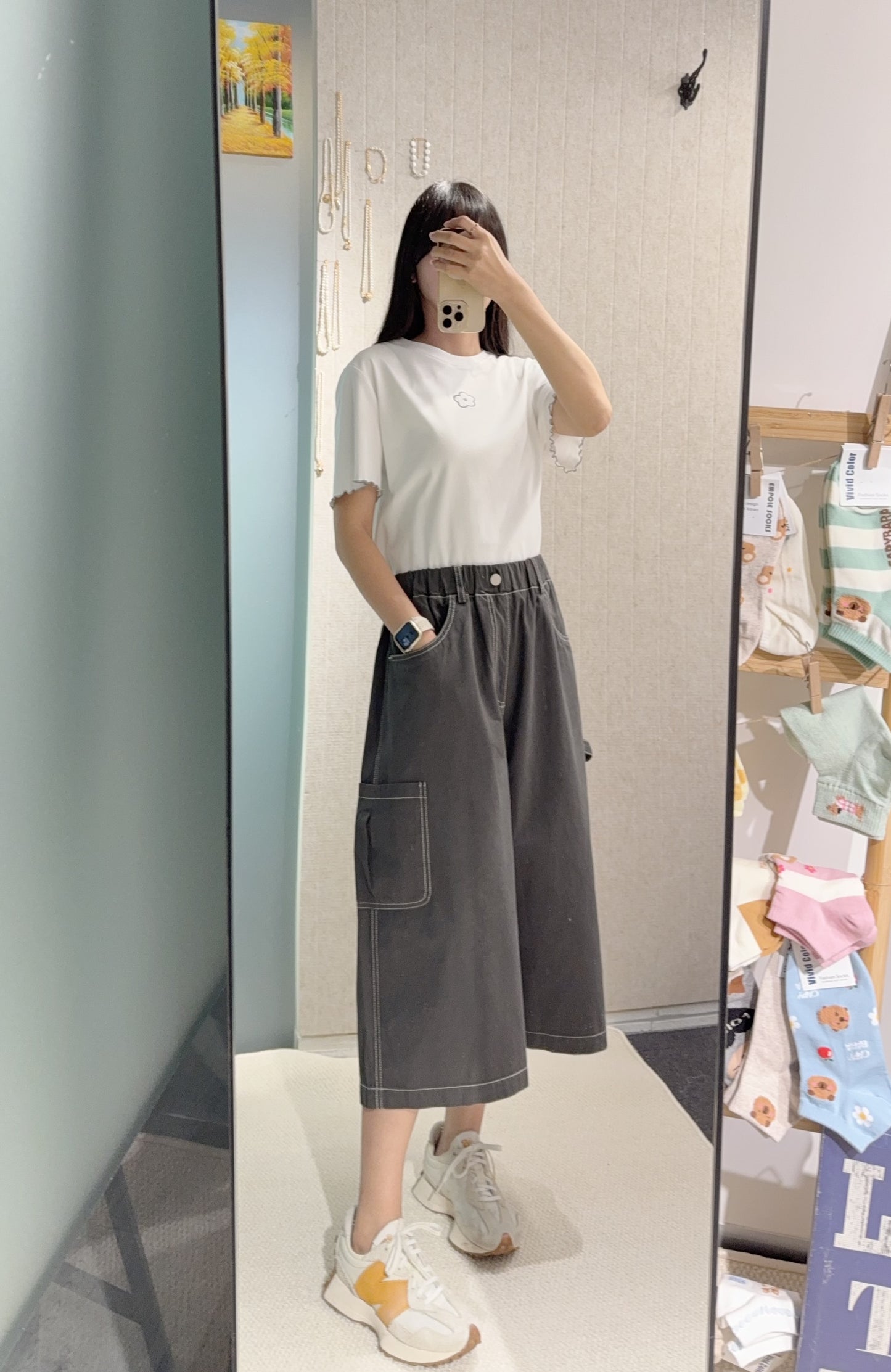 夏季・明線寬鬆七分褲 3色入 1S30820