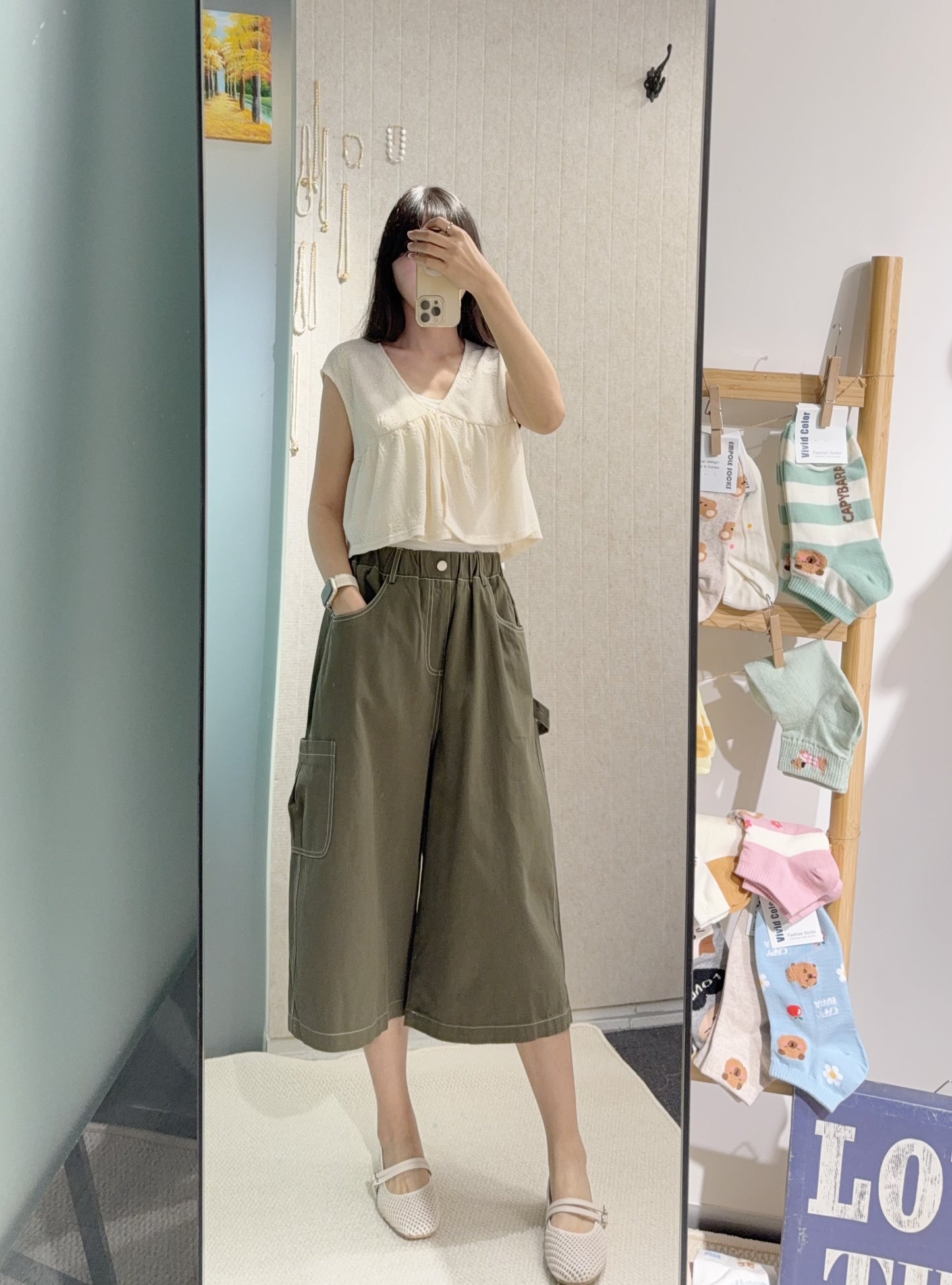 夏季・明線寬鬆七分褲 3色入 1S30820