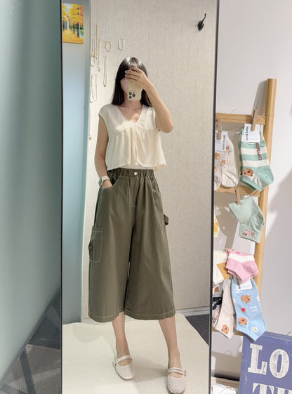 夏季・明線寬鬆七分褲 3色入 1S30820