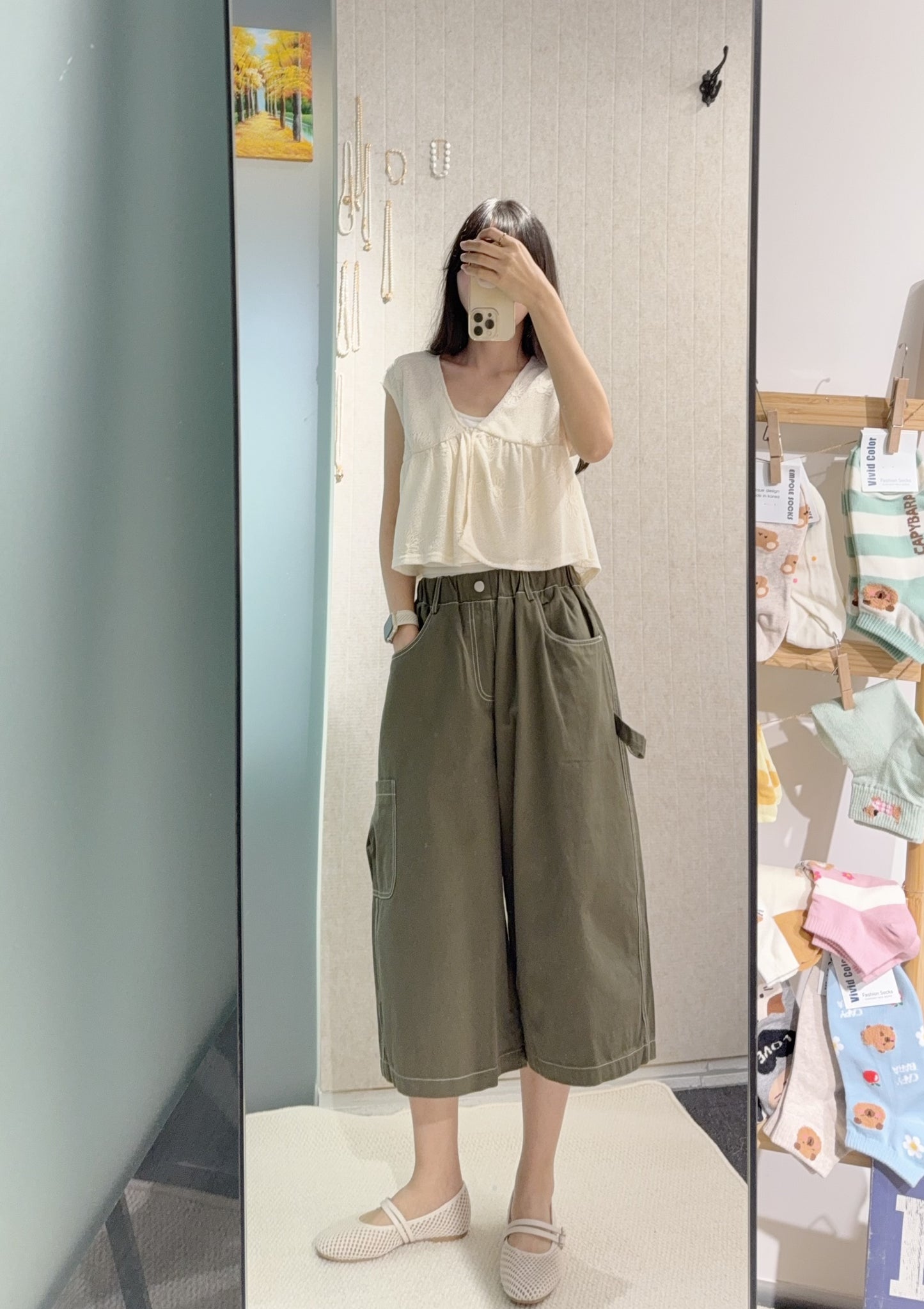 夏季・明線寬鬆七分褲 3色入 1S30820