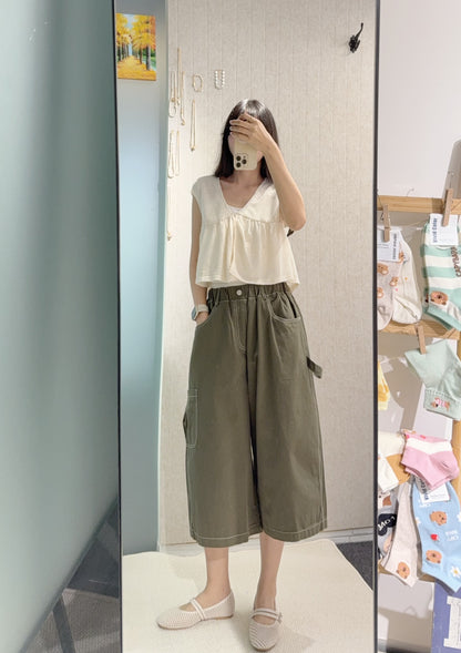 夏季・明線寬鬆七分褲 3色入 1S30820