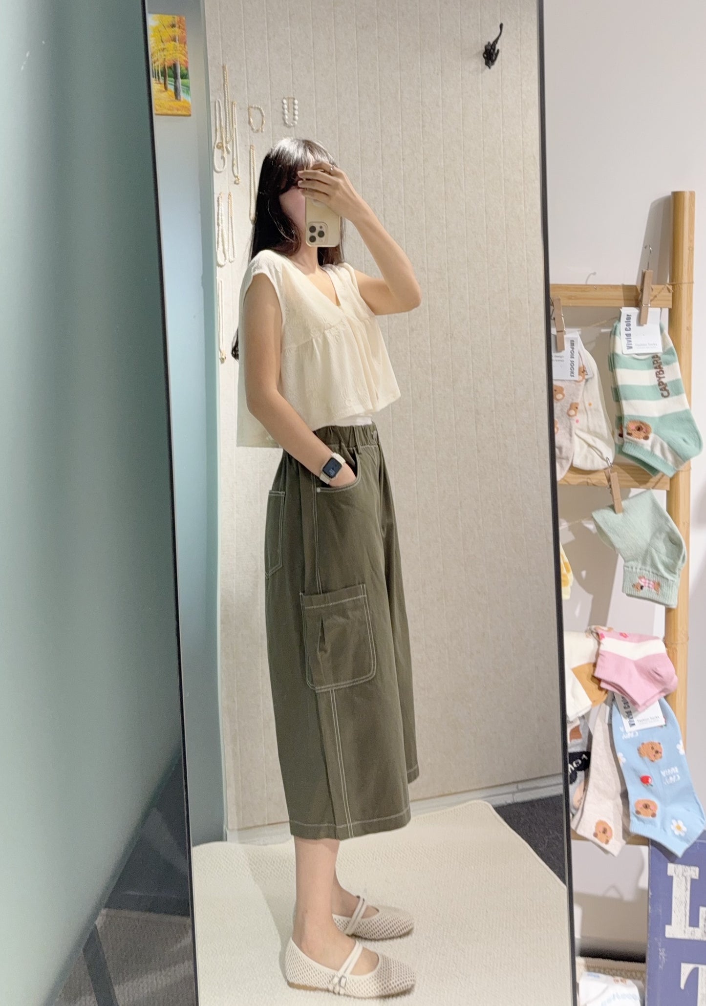 夏季・明線寬鬆七分褲 3色入 1S30820